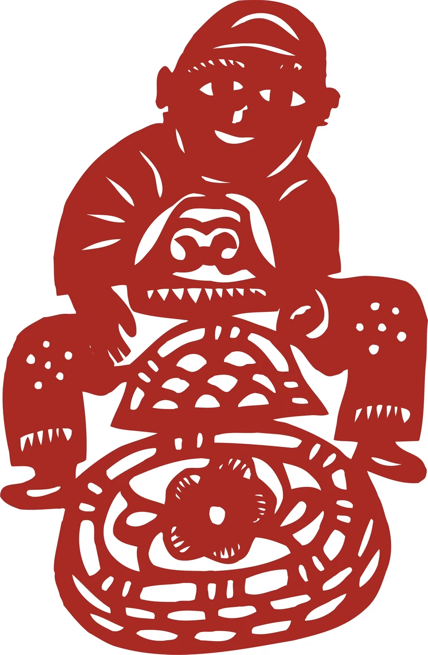 中国风中式传统喜庆民俗人物动物窗花剪纸插画边框AI矢量PNG素材【2280】